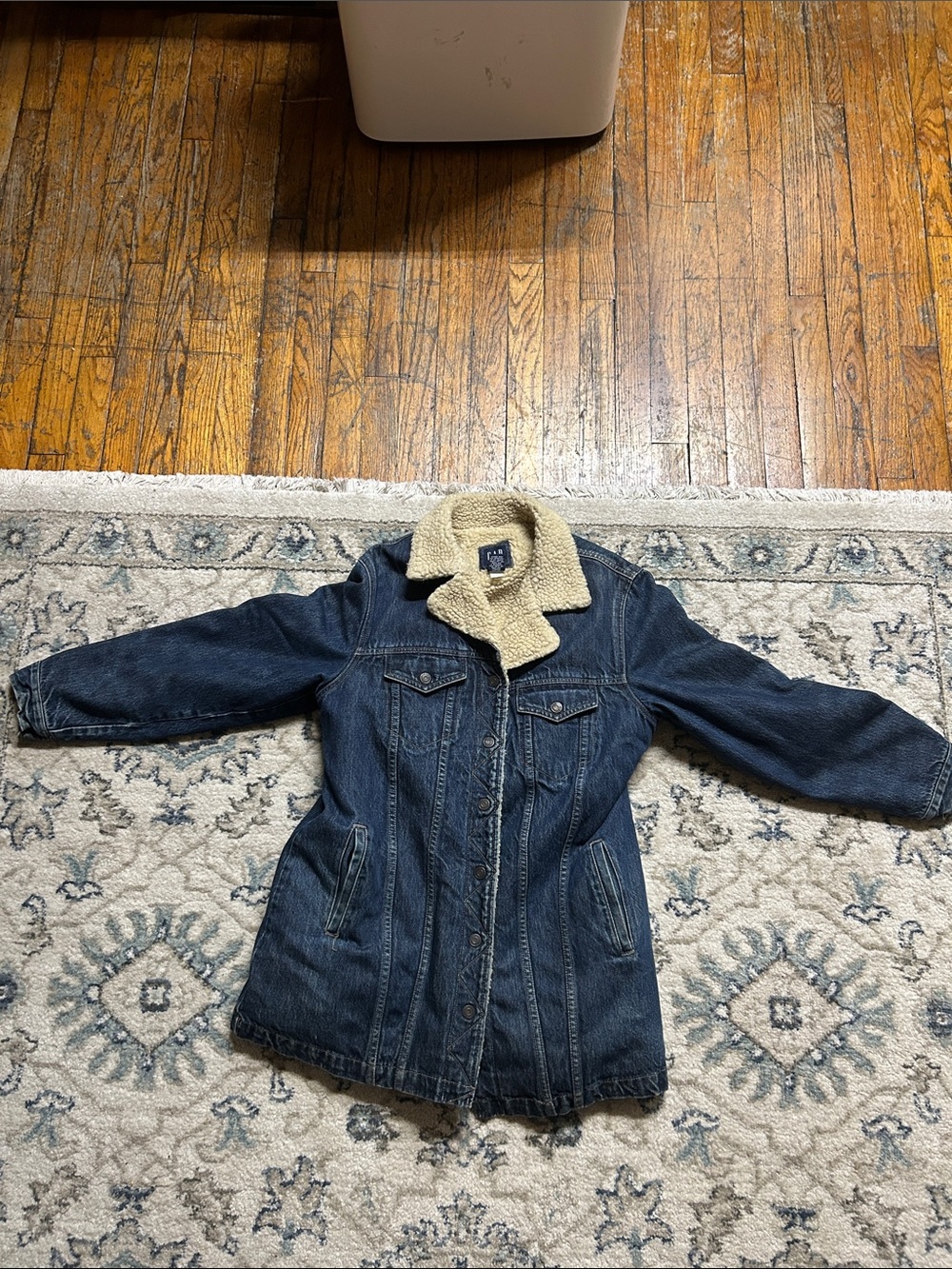 Gap Kids Dark Blue Denim Jacket with Sherpa Collar